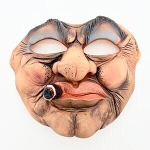 Old Man Mask Cigar Halloween Costume Vinyl Gangster Grandpa Cosplay Theater